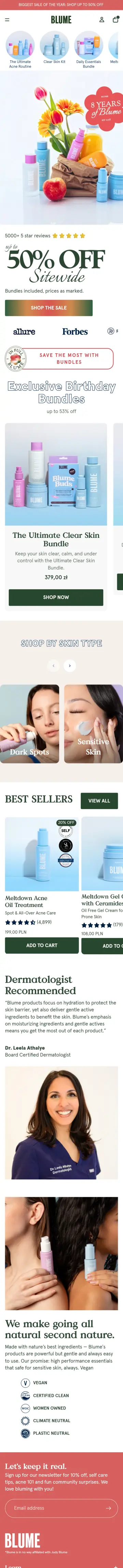 Skin quiz funnel entry point — Blume