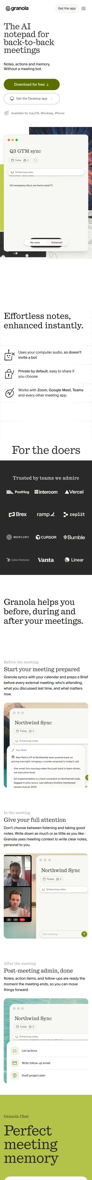 Granola preview (mobile)