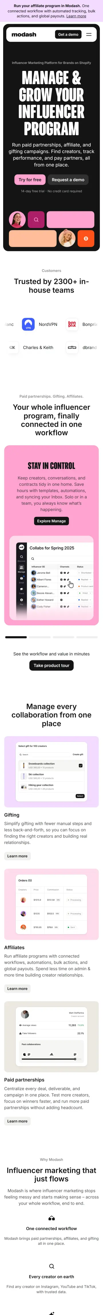 Modash preview (mobile)