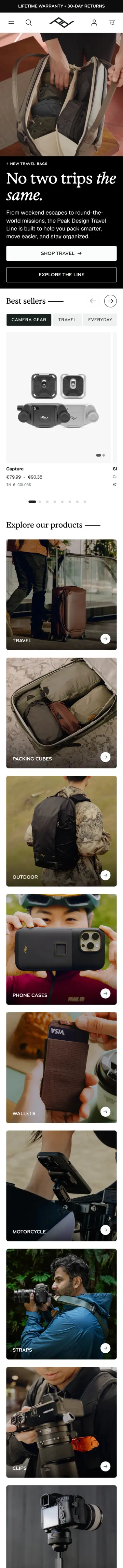 Peak Design preview (mobile)